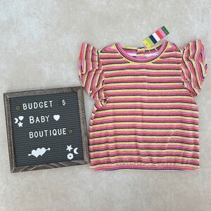 New JANIE AND JACK Kaavia James Union-Wade Stripe Terry Top
